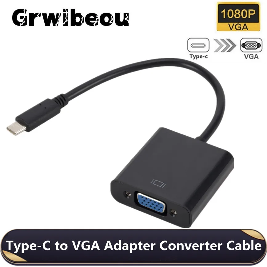 

USB C to Female VGA Cable Adapter Type-C USB 3.1 to VGA Adaptor for MacBook Pro MacBook Air 2019 Chromebook Samsung Galaxy S9/S8