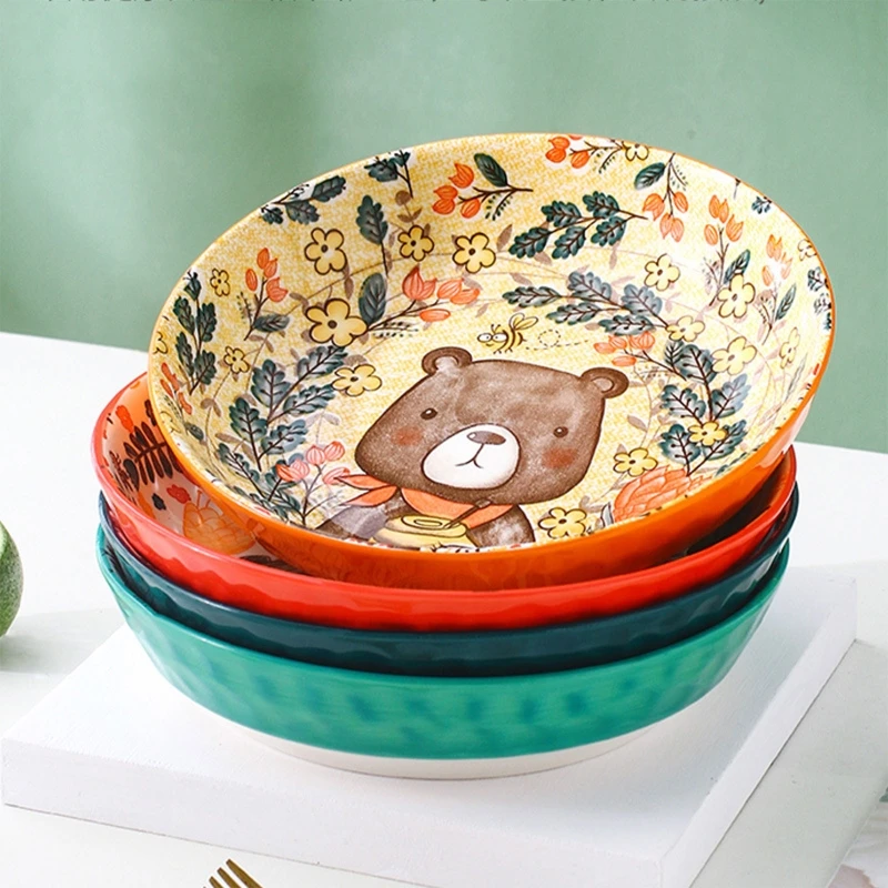 

Домашняя обеденная тарелка, милая круглая тарелка, обеденная тарелка, керамическая тарелка для завтрака, круглые тарелки для стейков, персо...