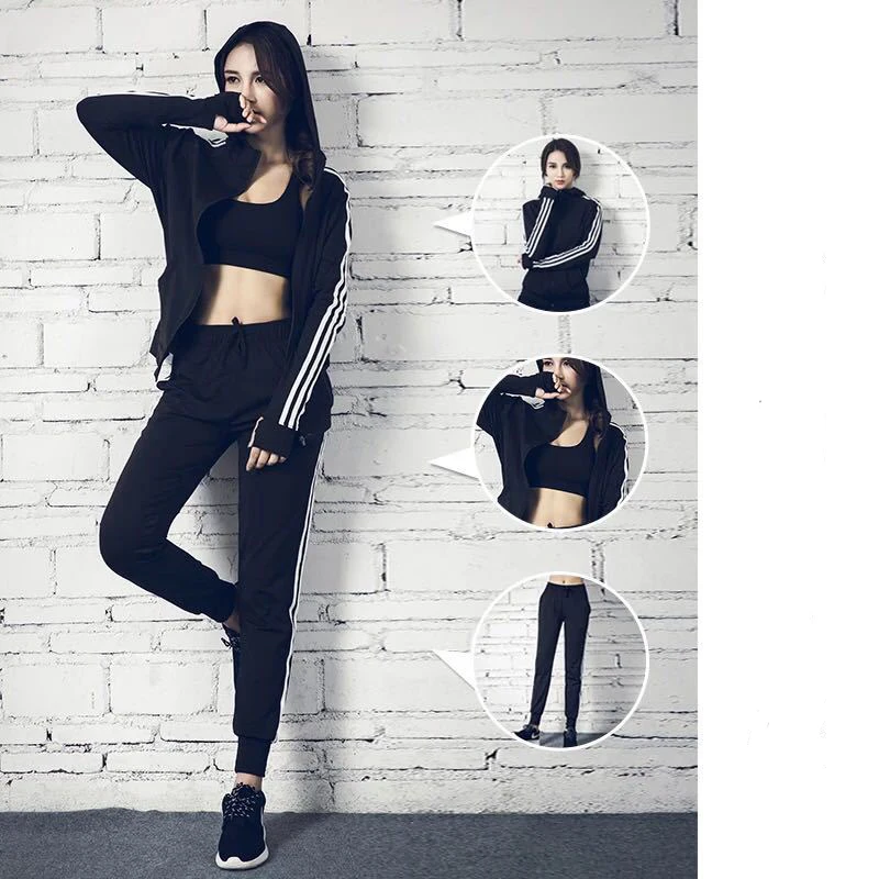 Женский спортивный костюм из 3 предметов толстовка с длинным рукавом и леггинсы