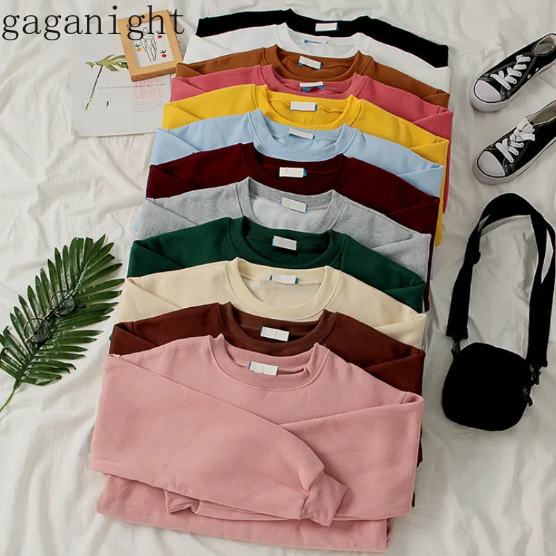 Gaganight Harajuku однотонная Толстовка Женская толстовка с длинным рукавом Свободная С