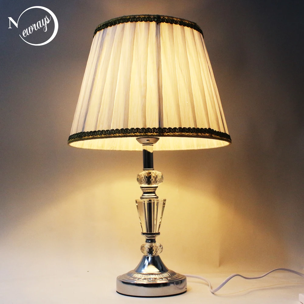 

Modern Simplicity fabric crystal desk light vintage E27 LED 220V novelty table Lamp for Reading bedside home restaurant kitchen