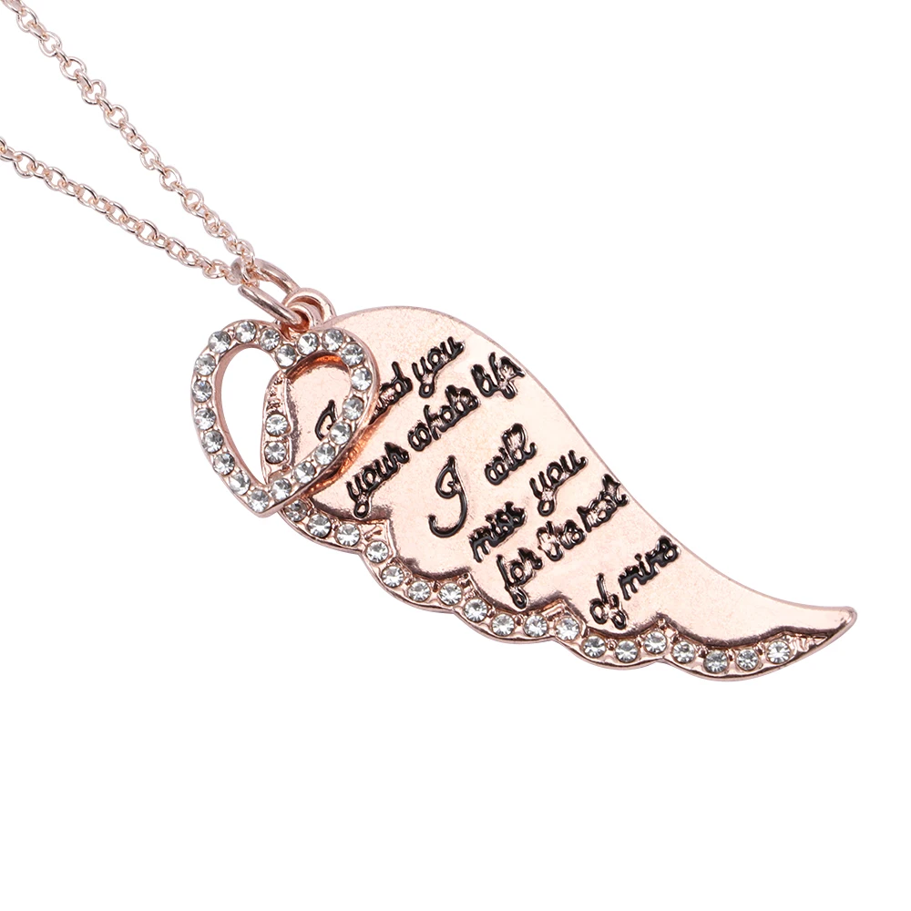 Ожерелье из розового золота с крыльями ангела ожерелье надписью Miss Lover