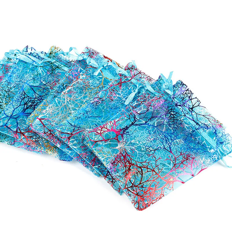 

50Pcs Colorful Organza Bags Jewelry Packaging Bags Christmas Decor Wedding Favor Pouches Drawstring Dragee Bonbonniere Gift Bag