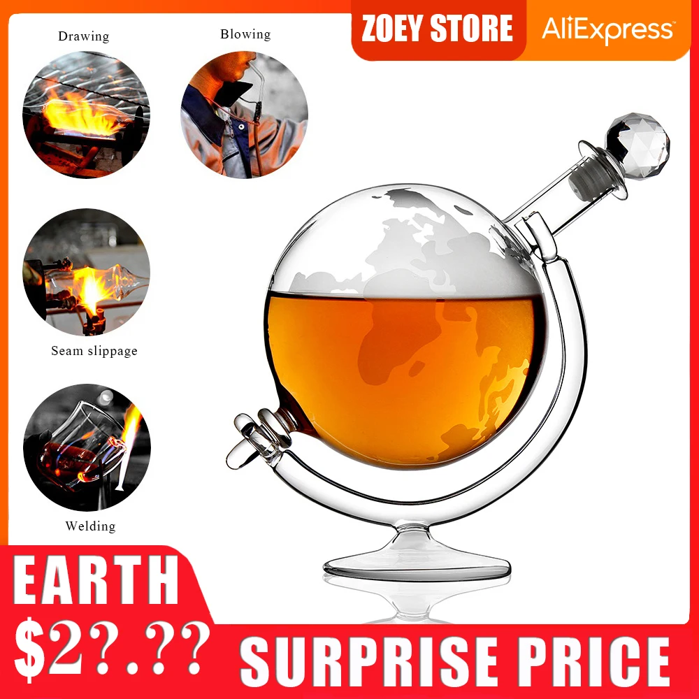 Стеклянная бутылка 990 мл креативный графин с шариком контейнер для виски