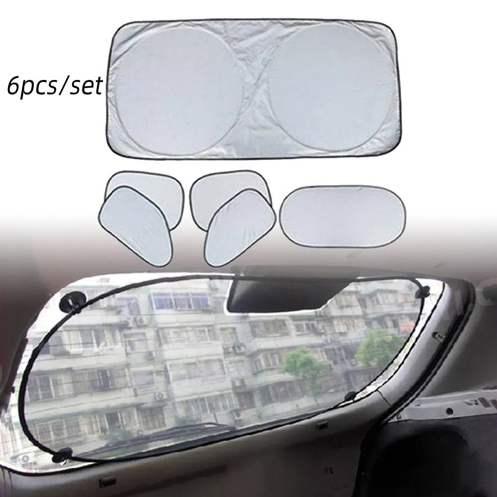 

6pcs Front/Rear/Side Sun Shades Car Sunshade Sun Shade Front Rear Whole Window Film Windshield Visor Cover Car Accessories