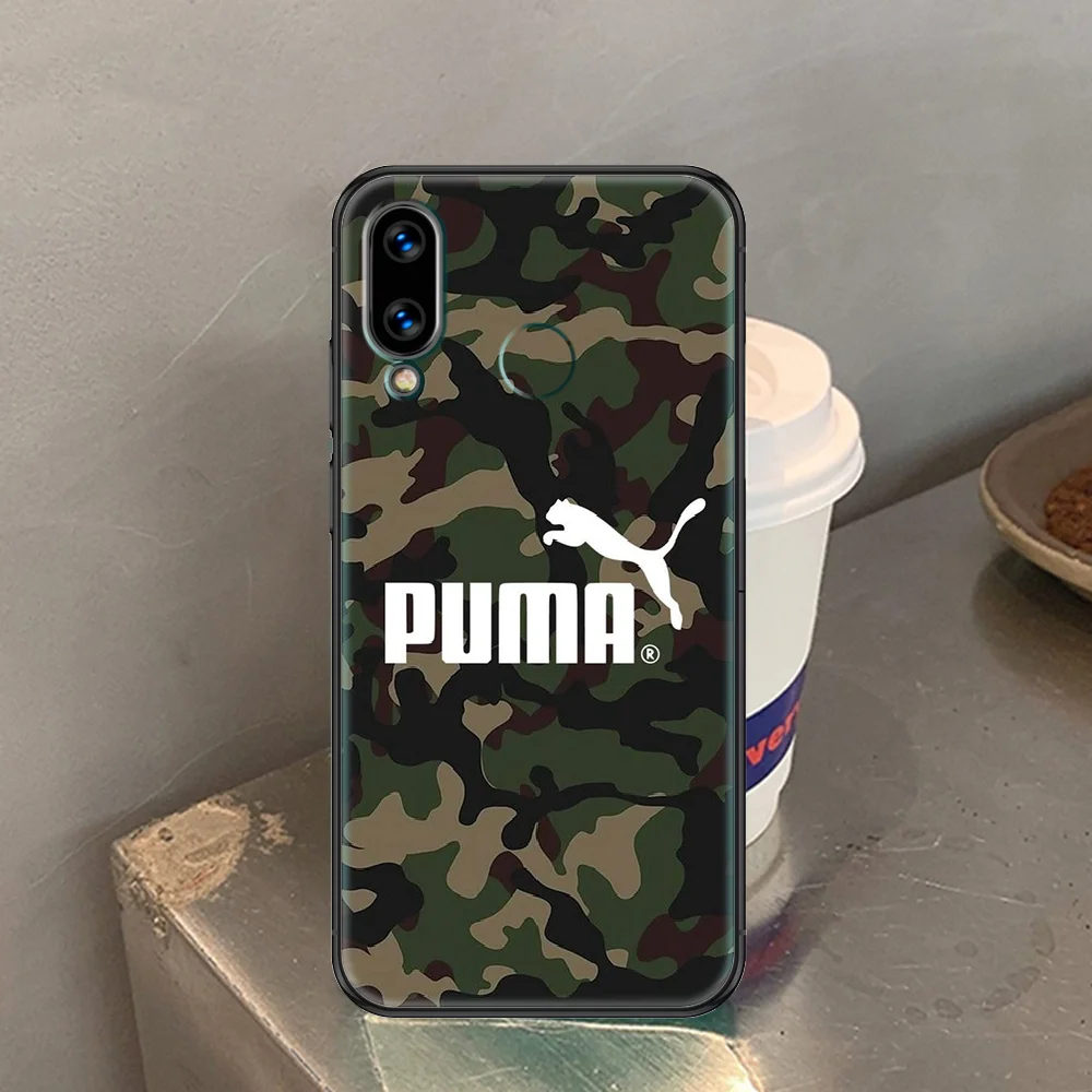

fashion brand P-pumas Phone case For Huawei Honor 6 7 8 9 10 10i 20 A C X Lite Pro Play black trend cell cover tpu coque luxury