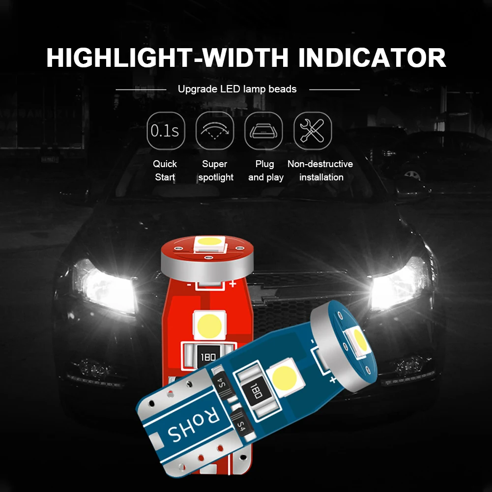 10 шт. светодиодный номерного знака светильник лампочка T10 501 194 W5W 7020 3SMD лампы Супер