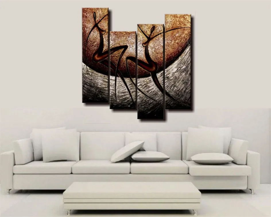 Ручная роспись маслом на холсте 4 предмета абстрактная фотография Современный