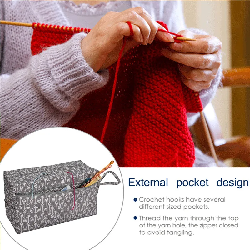 Большая сумка для хранения пряжи вязаный крючком инструмент тоут органайзер