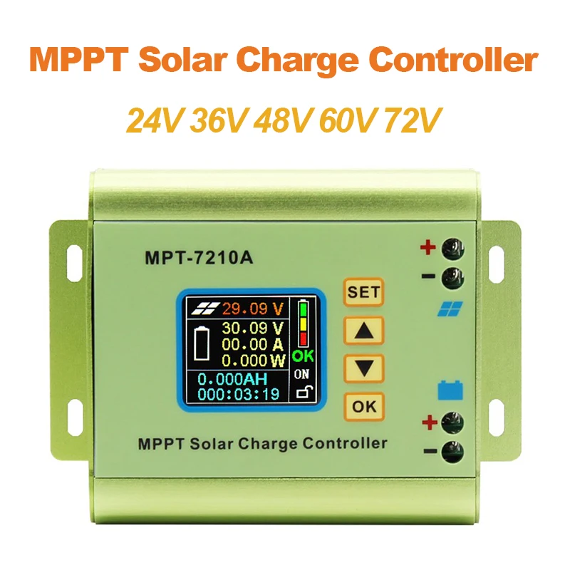MPT-7210A MPPT Контроллер заряда солнечной панели с ЖК-дисплеем алюминиевый сплав для
