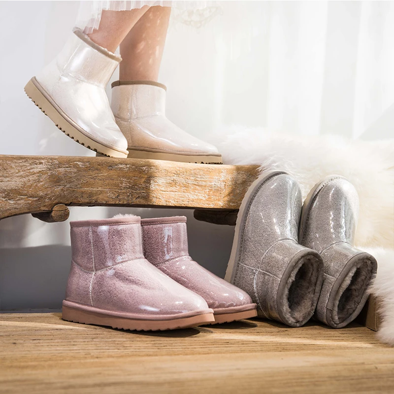 winter boots women 2019 new short sheep fur one snow female waterproof non-slip warm plus velvet slim cotton shoes |