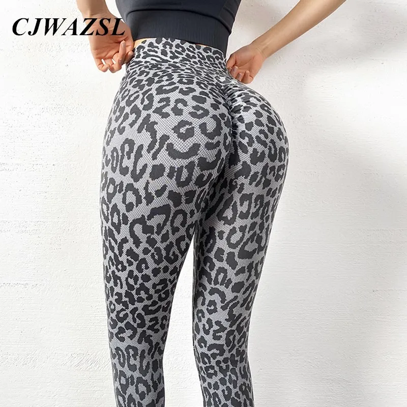 Ladies Workout Yoga Pants Leopard Print Leggings Pants Tight Ass Seamless High Waist Stretch Zebra Pattern Gym Running Leggings