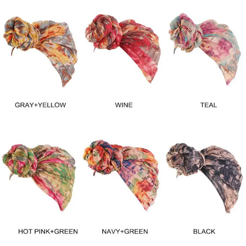 

Vintage Round Bonnet Hat Women Fashion Cross Knot Turban Hat Female Turban Cap Ladies Head Cover Soft Colored Tie Dye Sleep Hats