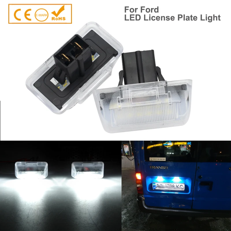 

2Pcs Error Free White LED Number License Plate Light Lamp Car Accessories For Ford Transit Tourneo MK4 MK5 MK6 MK7 85-13 Courier
