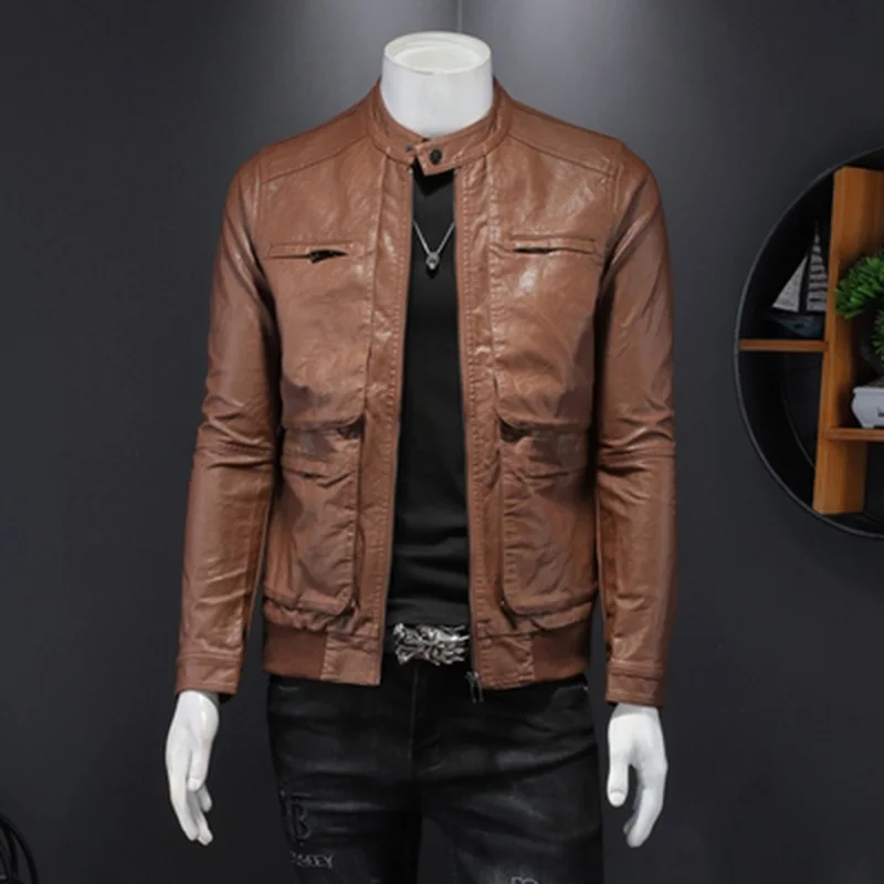 Мужская куртка из искусственной кожи мотоциклетная 3XL 4XL мужские куртки черные