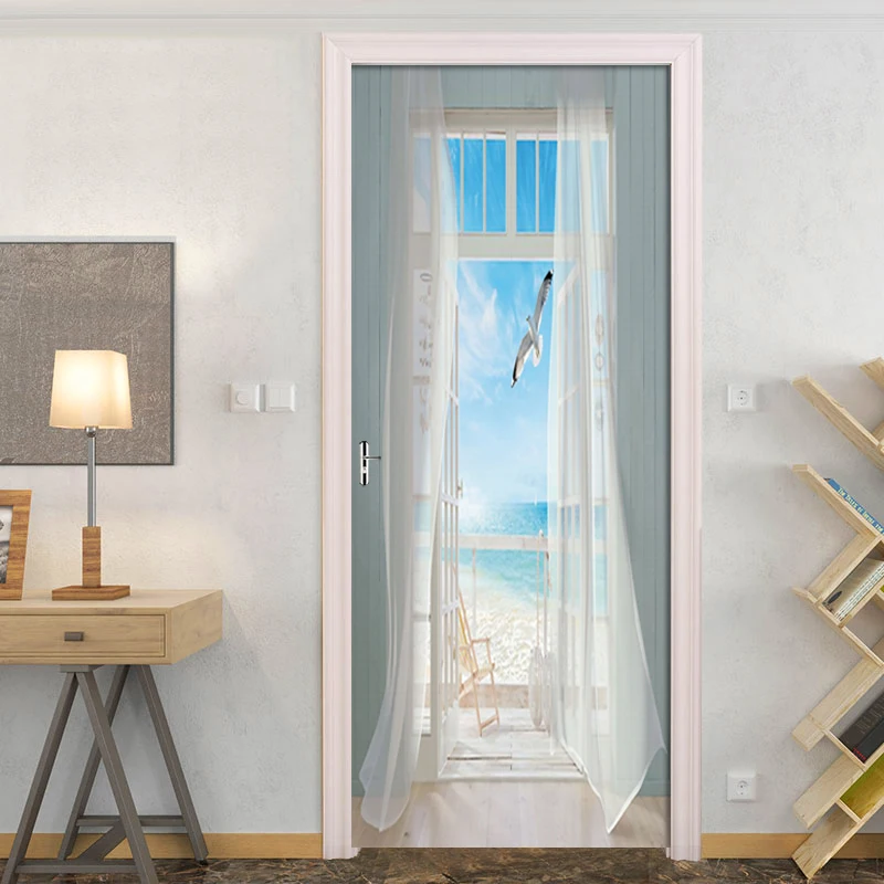 Декоративная самоклеящаяся Настенная Наклейка для спальни ландшафта двери