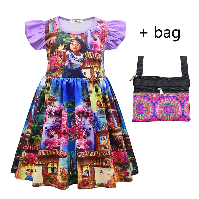 

Новинка, Летнее Платье Принцессы Disney для девочек, эньканто, миракель мадригал, детский вечерние для косплея на день рождения, одежда с принт...