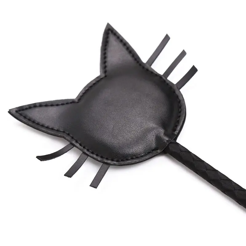 Черный Кот искусственная кожа Длинный флоггер кнут Связывание ремешок Pat