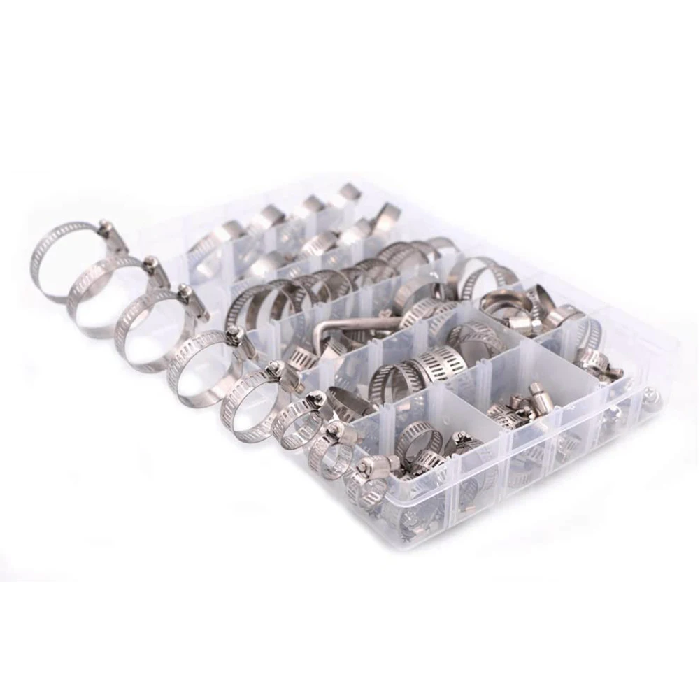80/90/100 шт одиночные ушные бесступенчатые хомуты для шланга набор из нержавеющей