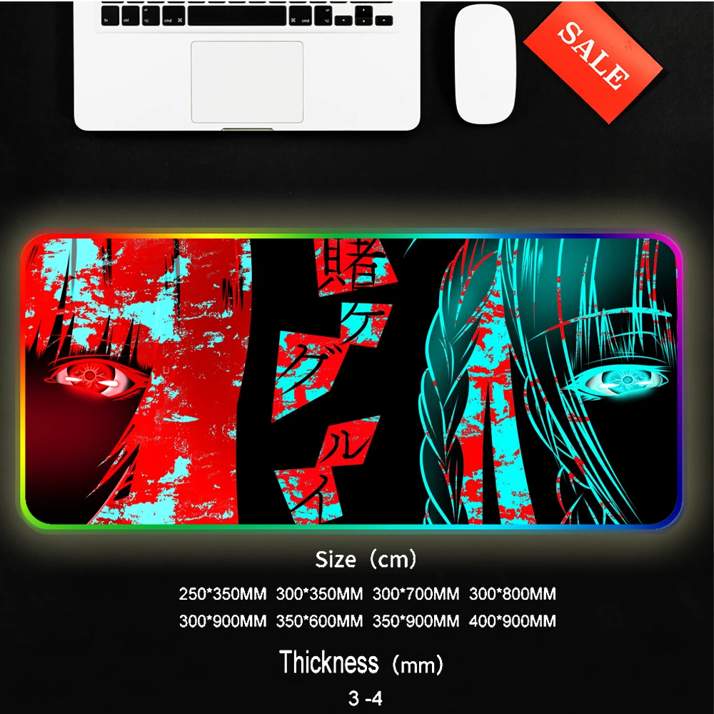 

Anime Kakegurui Yumeko Jabami Computer Keyboard Mat Oversized Led Glowing Mouse Pad Led Mousepad of Legends PC Desk with Backlit