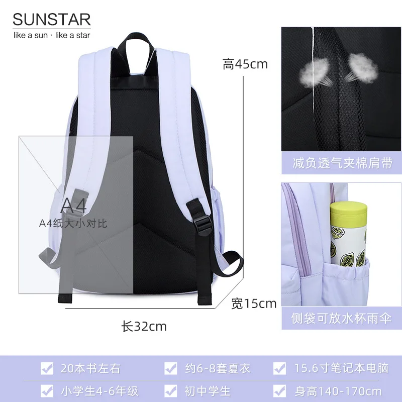 Школьный рюкзак для девочек вместительная сумка на плечо с рисунком кота