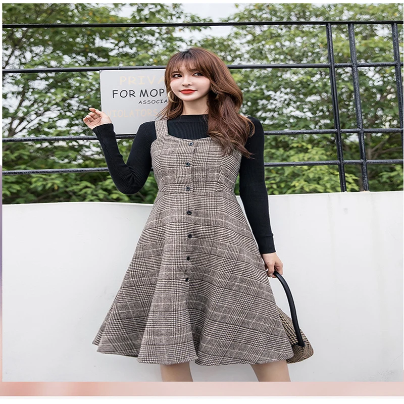 

Early Autumn Sweet Beauty Born Fashion Grid Vest Skirt 2020