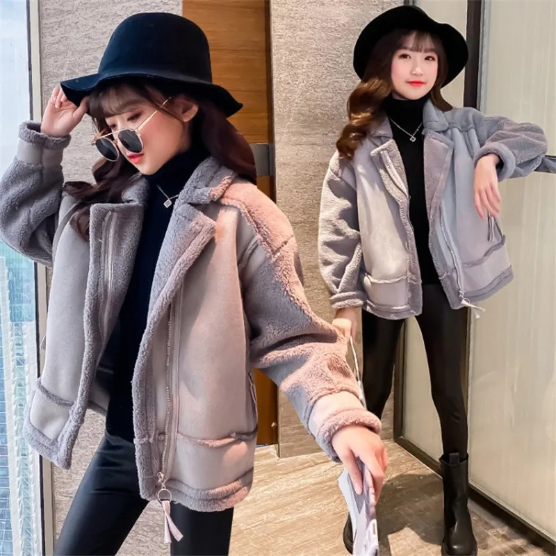 

Girls Baby's Coat Jacket Outwear 2021 Classic Thicken Autumn Winter Plus Velvet Warm School Formal Fleece Children's Clothing