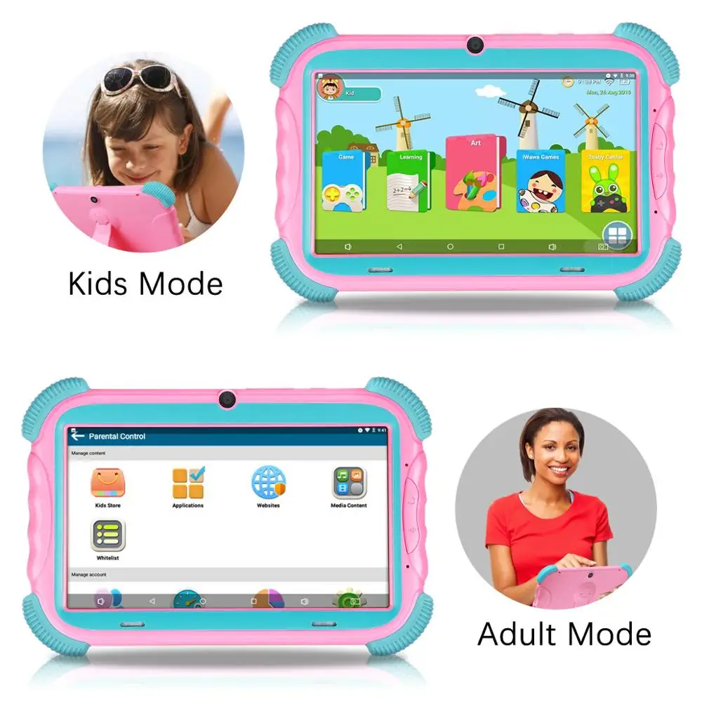 K78 детский планшет 7 дюймов Android 8,1 16GB Babypad Edition ПК с Wifi и камерой GMS Сертифицированный поддерживаемый детский чехол-подставка