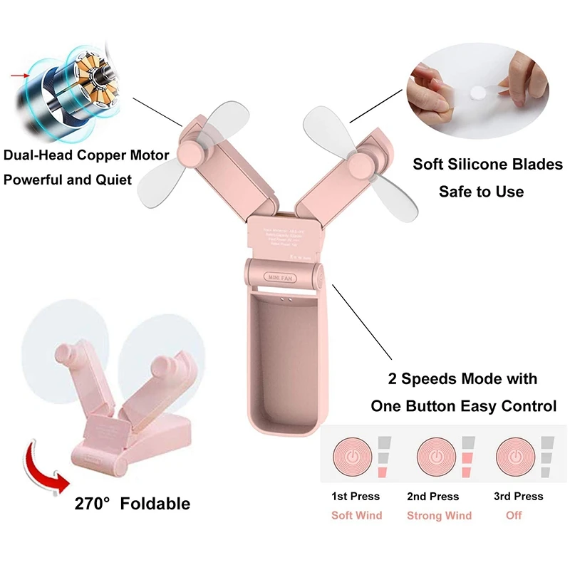 Мини карманный вентилятор USB перезаряжаемые карманные вентиляторы для женщин