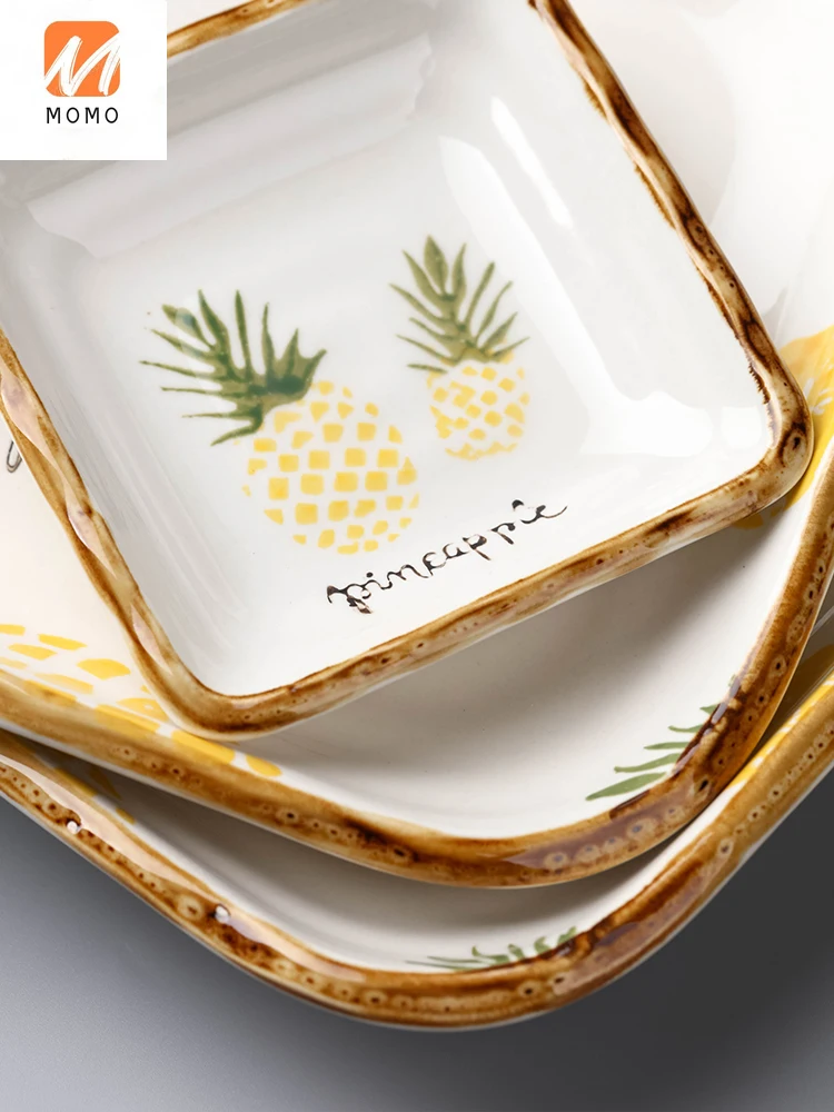 

Internet Sensation Plate Special Tableware Pineapple Dish Household Creative Ins Wind Fish Plate Japanese Style New Plate