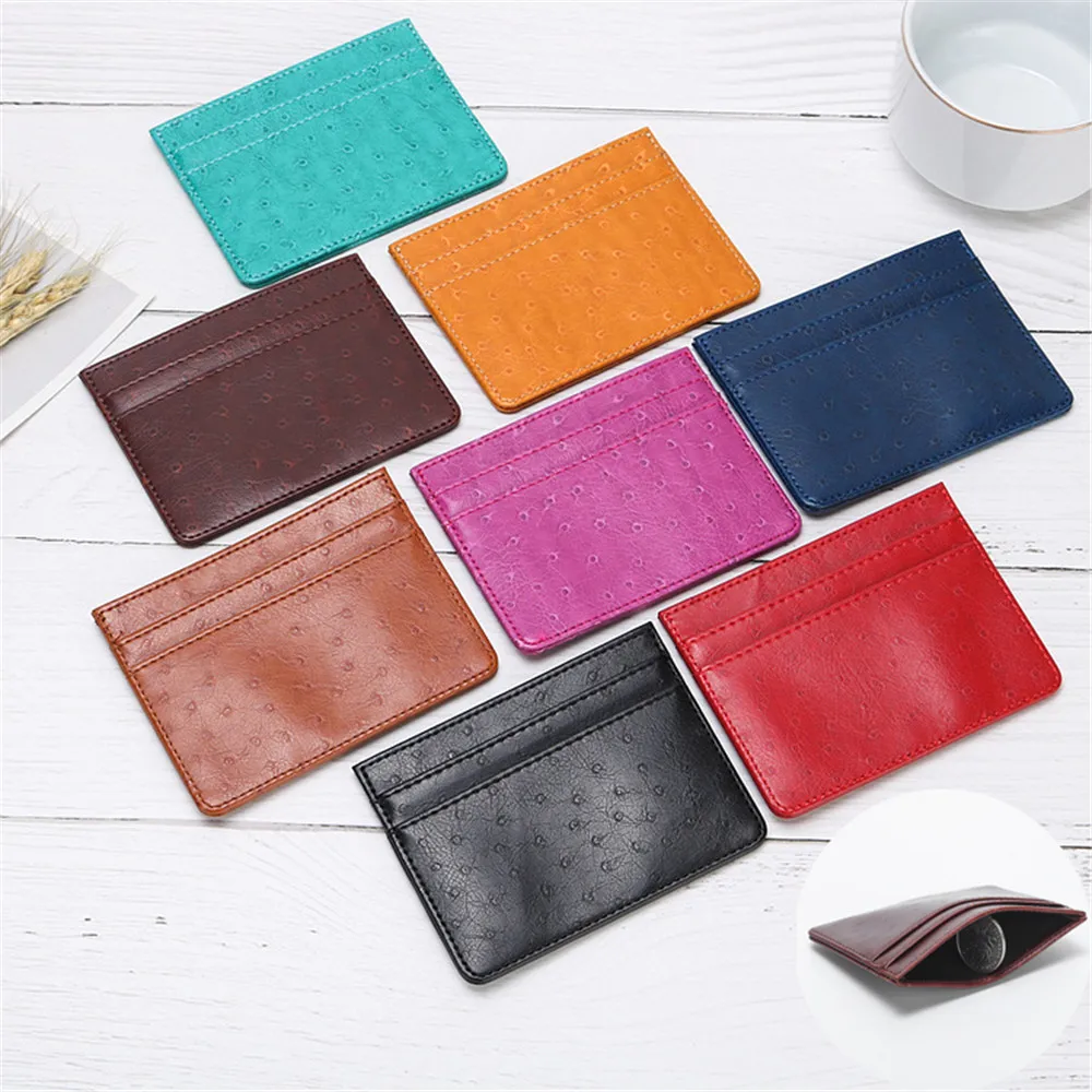 

2021 Fashion Pu Leather Small Coin Purse Slim Women Card Holder Unisex Business Card Case Mini Cards Pocket Holder Wallet