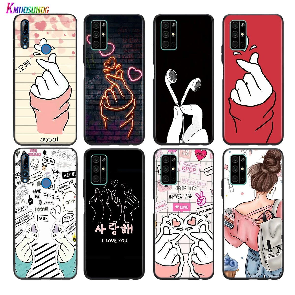 

kpop Love On The Finger Silicone Cover For Honor 30 30S V30 V20 9N 9S 9A 9C 20S 20E X10 20 7C Lite Pro Plus Phone Case