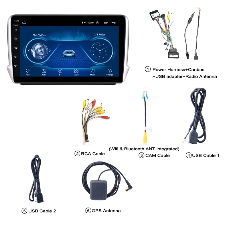 

For Peugeot 2008 208 2012- 2018 10.1 Inch Screen Android Car Stereo Gps Navigation Radio Bluetooth Car Multimedia Video Player