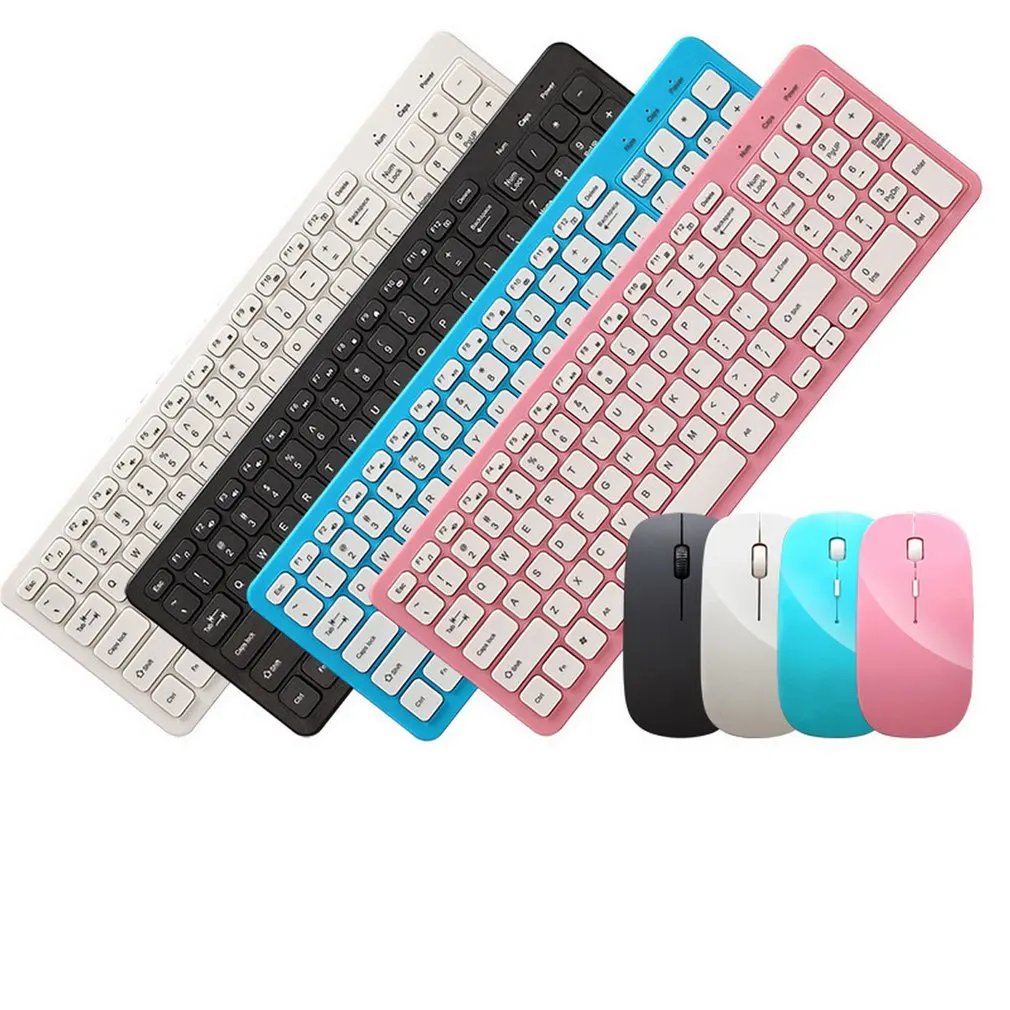 Простая ультратонкая черная мини беспроводная клавиатура и мышь