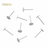 100pcs 5mm silver 304 stainless steel flat thick nail earrings assembling earrings diy design accessories