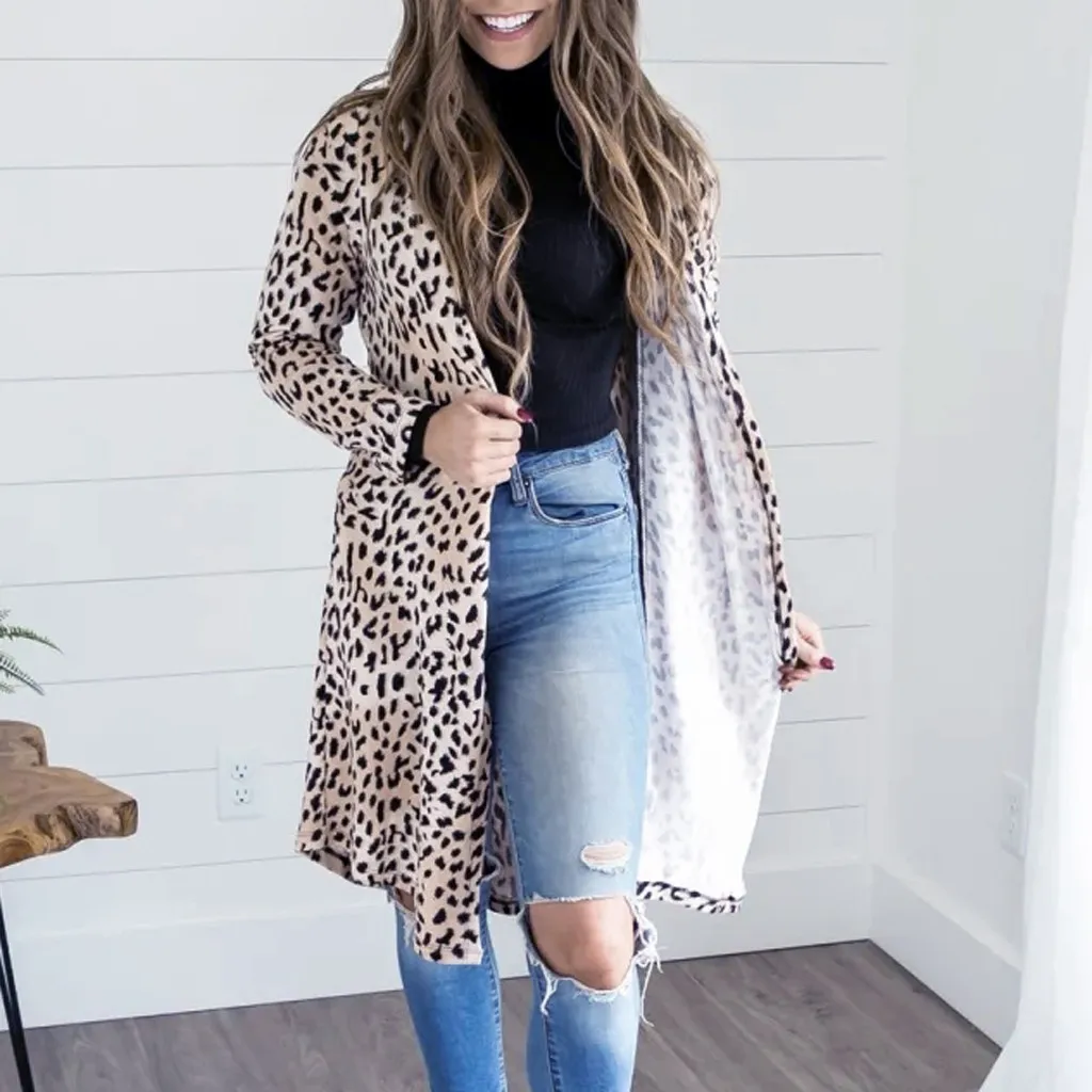 Пальто для женщин модный Повседневный пуловер с леопардовым принтом женский