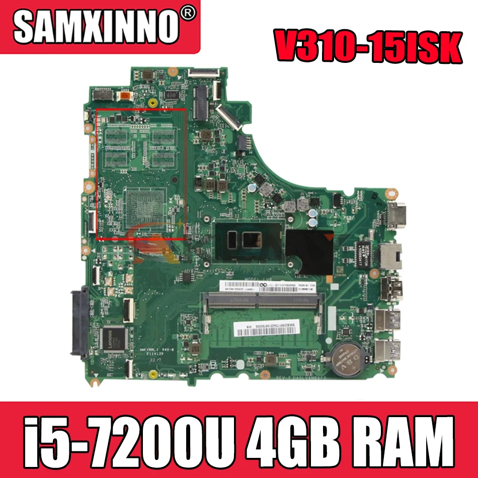 

Akemy для Lenovo V310-15ISK/IKB V510-15IKB/ISK E52-80 Материнская плата ноутбука DA0LV6MB6F0 процессор i5-7200U оперативная память 4 Гб протестированы 100%