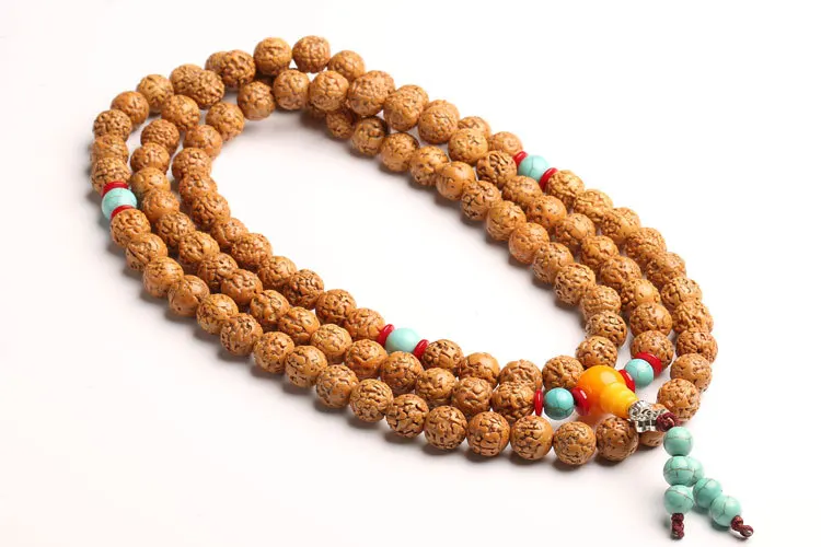

11mm Tibetan Buddhism 108 Polish Rudraksha Seeds Mala Necklace