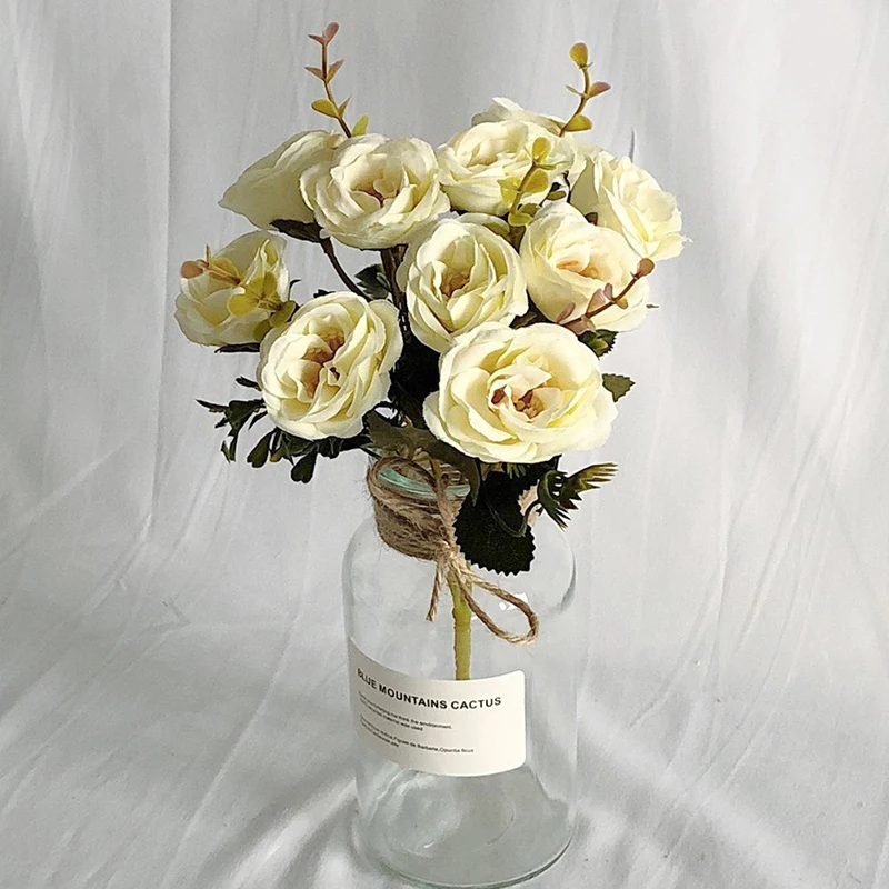 

1 Bouquet Artificial Peony Tea Rose Flowers Camellia Silk Fake Flower flores for DIY Home Garden Wedding Decoration TLSM