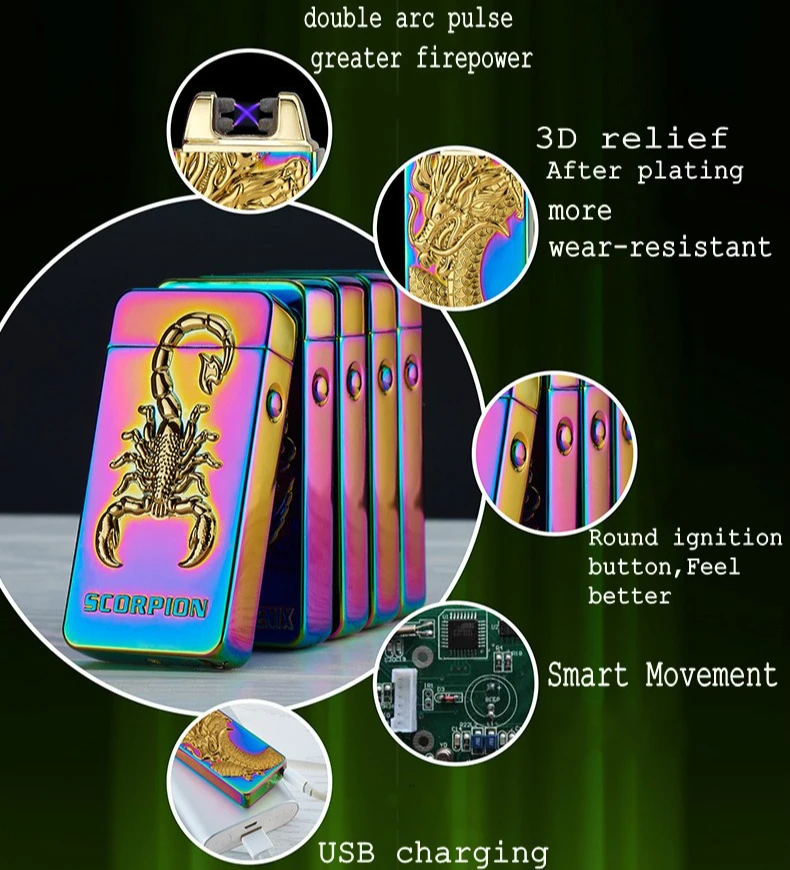 Роскошные USB-зажигалки брендовая ветрозащитная беспламенная электронная