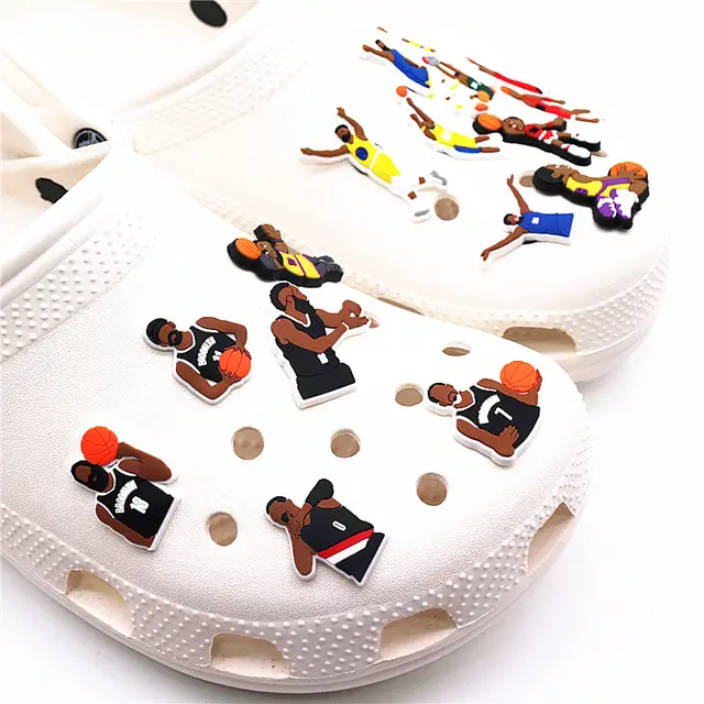 Hot Sale 1pcs Sports Basketball Allstar Shoe Charms PVC for James BROOKLYN Slippers Accessories Clogs Decorations Kid's Gifts 2