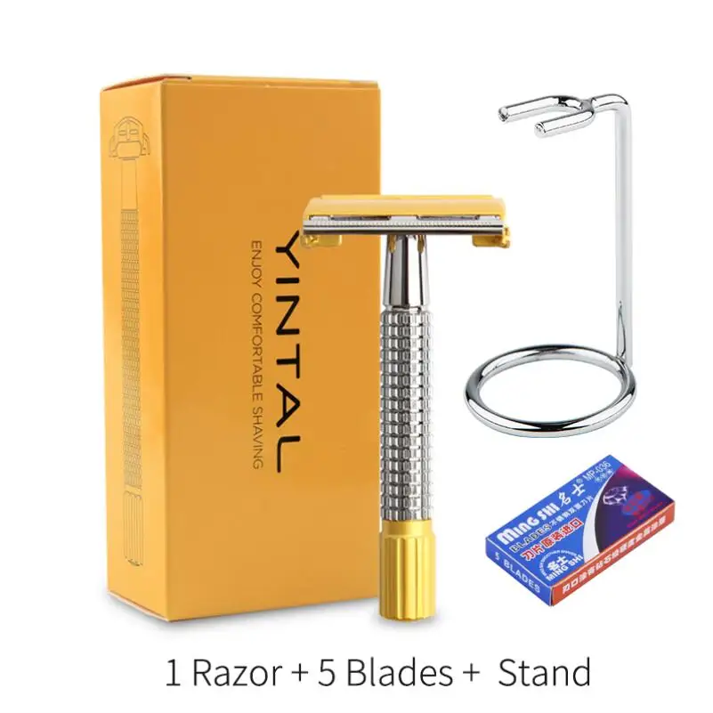razor 5blades stand Мужская бритвенная сетка, противоскользящая ручка, цветная, подходящая для золотого процесса, Классическая бритва с двумя краями - Цвет: razor 5blades stand