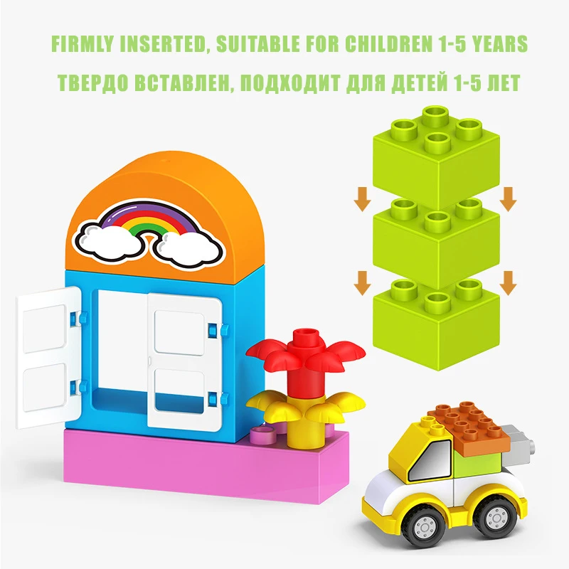 Новые продажи Duploed строительные блоки DIY Кирпичи совместим с duplo поезд игрушки для