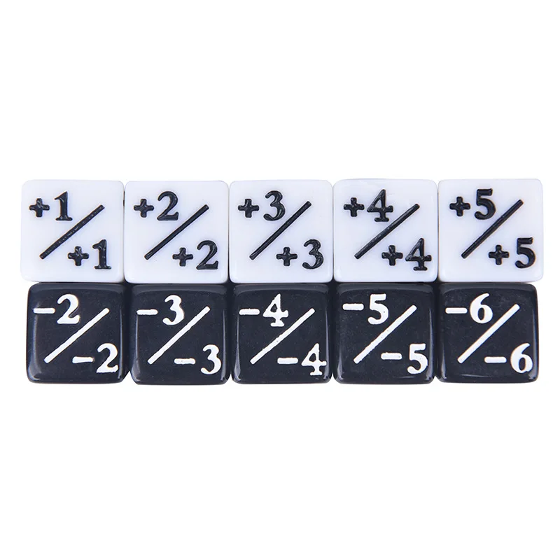 10Pcs/set 16mm Square Corner Addition and Subtraction Dice Symbolic Operation Dice Math Teaching 5 Black and White Each
