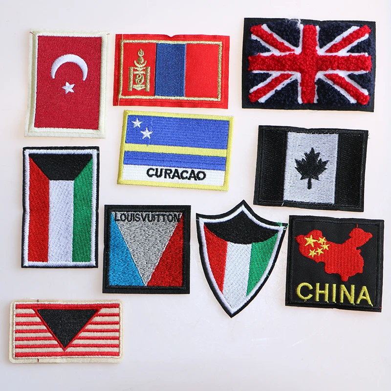 Национальные Флаги значок Вышитые заплаты для одежды DIY полосатая одежда в стиле