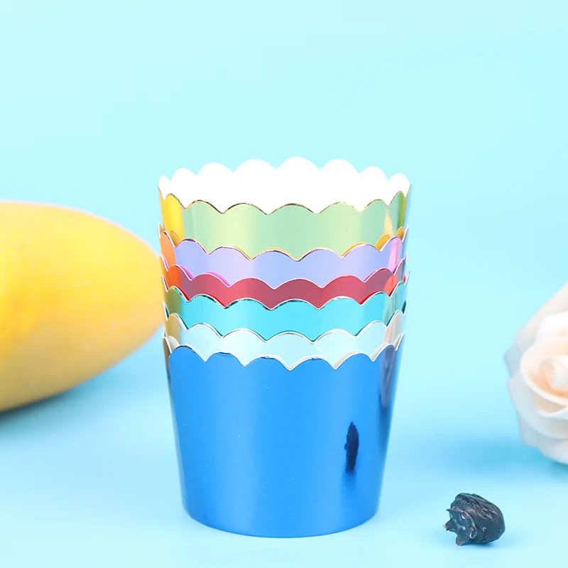 

10pc Shining Big Foil Cupcake Paper Holders Wedding Decorations Wrapper Wraps Cake Box Muffin Paper Holders Foiled Gold Cup cake