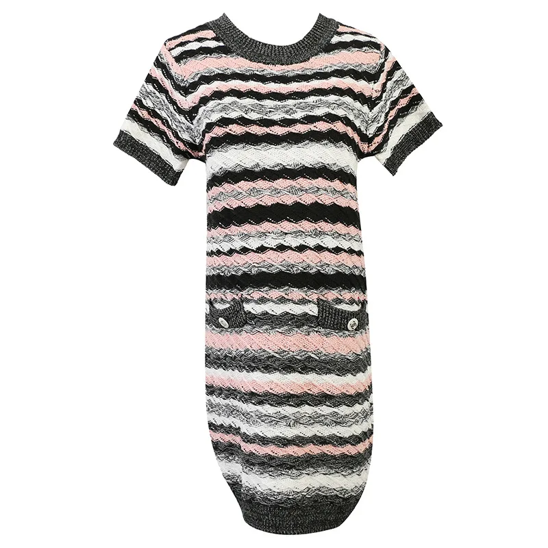 BabYoung светская Стиль твист полосатый все матч трикотажное платье в Корейском
