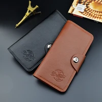 new mens long wallet male youth fashion buckle multi card holder three fold lychee pattern soft coin purses clutch money clip