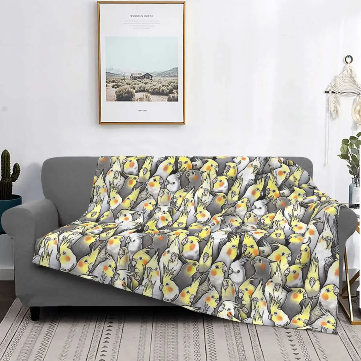 

Cockatiels Galore Throw Blanket Plaid Plaid Bed Feathers Covers Bed Winter Furry Double Blanket Cotton Blanket For Adults