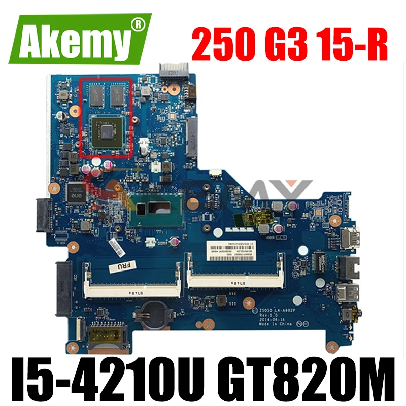

ZSO50 LA-A992P MB для HP 250 G3 15-R материнская плата портативного компьютера с i5-4210U Процессор GT820M GPU 760970-501 760970-001 760970-601 100% работы